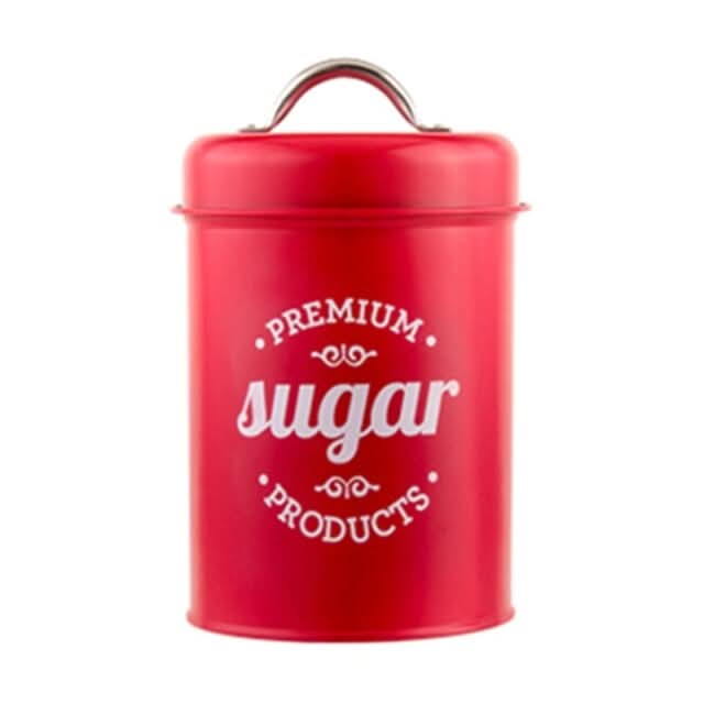 Red Wrought Iron Tea, Sugar & Coffee Containers Kitchen Essentials