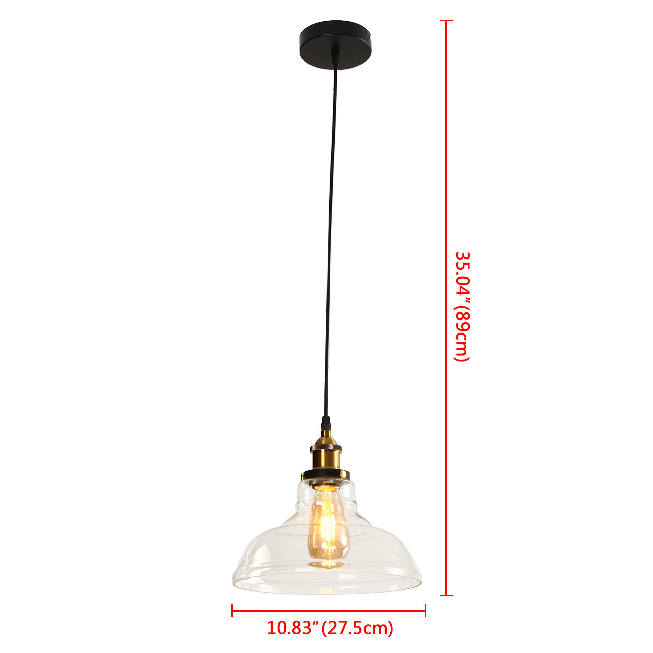 Retro Clear Glass Ceiling Pendant Industrial Light Shade Chandelier with Bulb hello-826