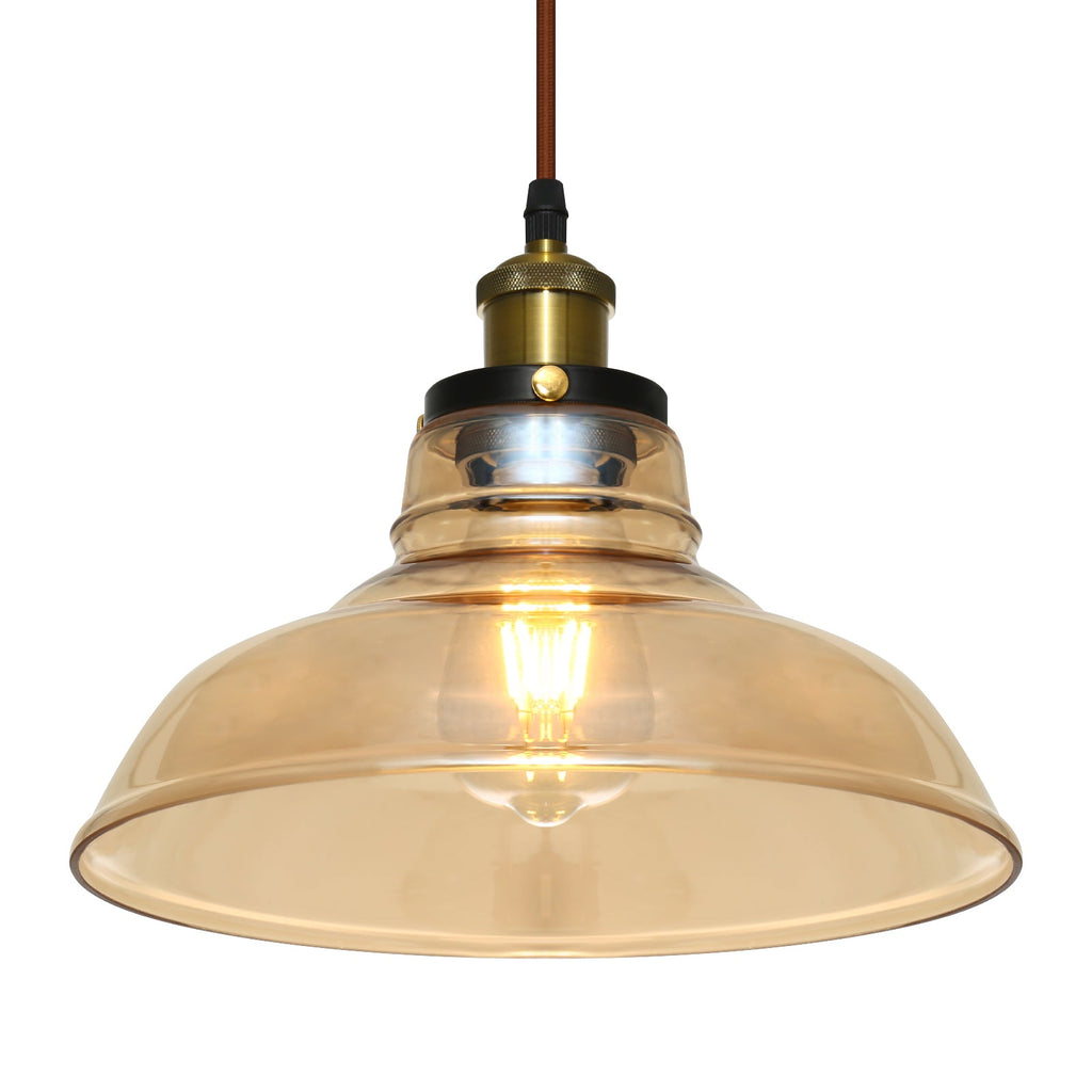 Retro Vintage Gold Glass Ceiling Hanging Pendant Shade Chandelier Light w/ bulb hello-826