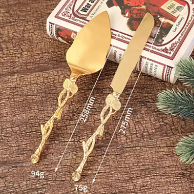 Vintage Luxury Gold Cake Servers and Knife Set Kitchen Essentials