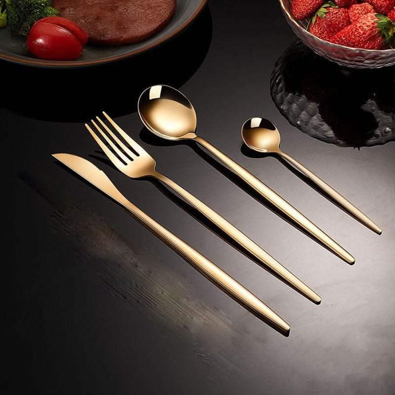 24pcs Gold Dinnerware Set Kitchen Essentials