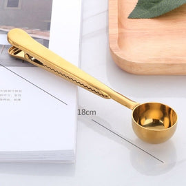 Two-in-one Stainless Steel Coffee Spoon Sealing Clip Kitchen Essentials