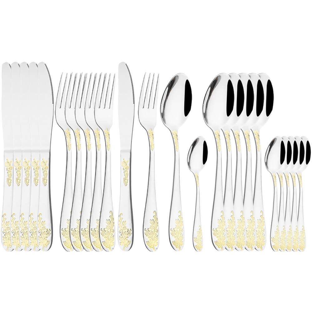 Vintage Dinnerware Set Western 24Pcs Flatware Cutlery Kitchen Essentials