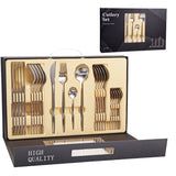 24Pcs 18/10 Stainless Steel Dinnerware Set Kitchen Essentials