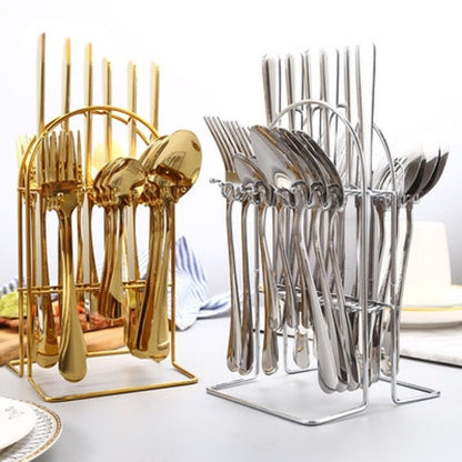 24pcs Stainless Steel  Silverware Cutlery Set Kitchen Essentials