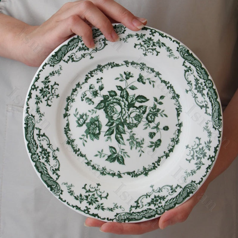 Vintage Rose Ceramic Plate European Style Kitchen Essentials