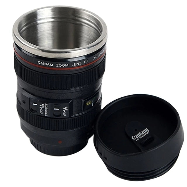 Stainless Steel Thermos Camera Lens Mug Kitchen Essentials
