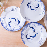 8/10 Inch Ceramic Blue And White Round Fish Plate Kitchen Essentials