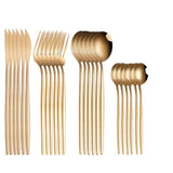 24pcs Gold Dinnerware Set Kitchen Essentials
