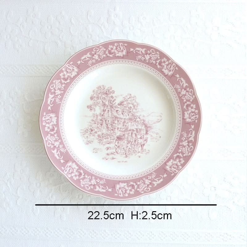 French Purple Neverland Ceramic Plates and Bowls Kitchen Essentials