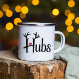 Snowman Deer Print Enamel Coffee Mugs Kitchen Essentials