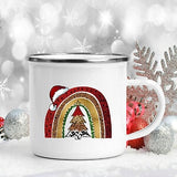 Snowman Deer Print Enamel Coffee Mugs Kitchen Essentials