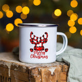 Snowman Deer Print Enamel Coffee Mugs Kitchen Essentials