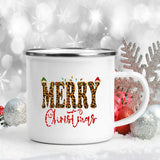 Snowman Deer Print Enamel Coffee Mugs Kitchen Essentials