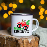 Snowman Deer Print Enamel Coffee Mugs Kitchen Essentials