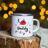 Snowman Deer Print Enamel Coffee Mugs Kitchen Essentials