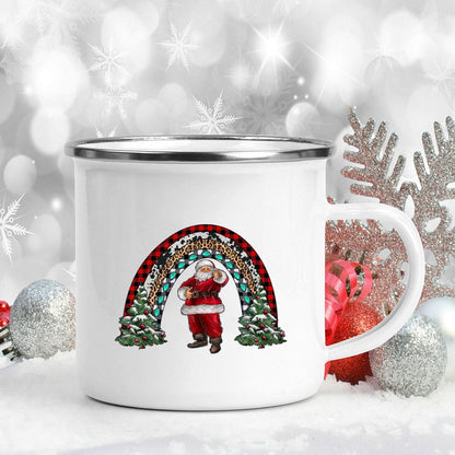 Snowman Deer Print Enamel Coffee Mugs Kitchen Essentials