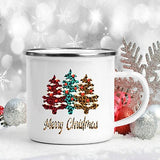 Snowman Deer Print Enamel Coffee Mugs Kitchen Essentials