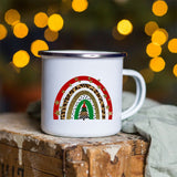 Snowman Deer Print Enamel Coffee Mugs Kitchen Essentials