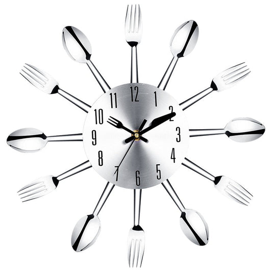 Stainless Steel Knife. Fork Spoon Kitchen Wall Clock Kitchen Essentials