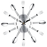 Stainless Steel Knife. Fork Spoon Kitchen Wall Clock Kitchen Essentials