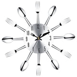 Stainless Steel Knife. Fork Spoon Kitchen Wall Clock Kitchen Essentials