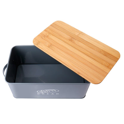 Storage Box With Bamboo Bread Chopping Board Lid Kitchen Essentials
