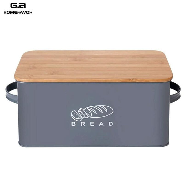 Storage Box With Bamboo Bread Chopping Board Lid Kitchen Essentials