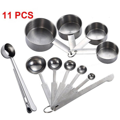 UPORS 8/10Pcs Stainless Steel Measuring Cups Kitchen Essentials