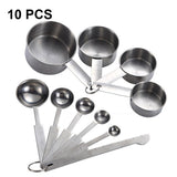 UPORS 8/10Pcs Stainless Steel Measuring Cups Kitchen Essentials