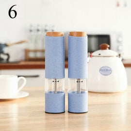 Wheat Straw Electric Salt Pepper Grinder Set Kitchen Essentials