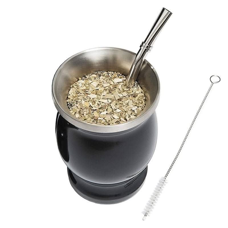 Yerba Mate Gourd With Bombillas and Cleaning Brush Kitchen Essentials